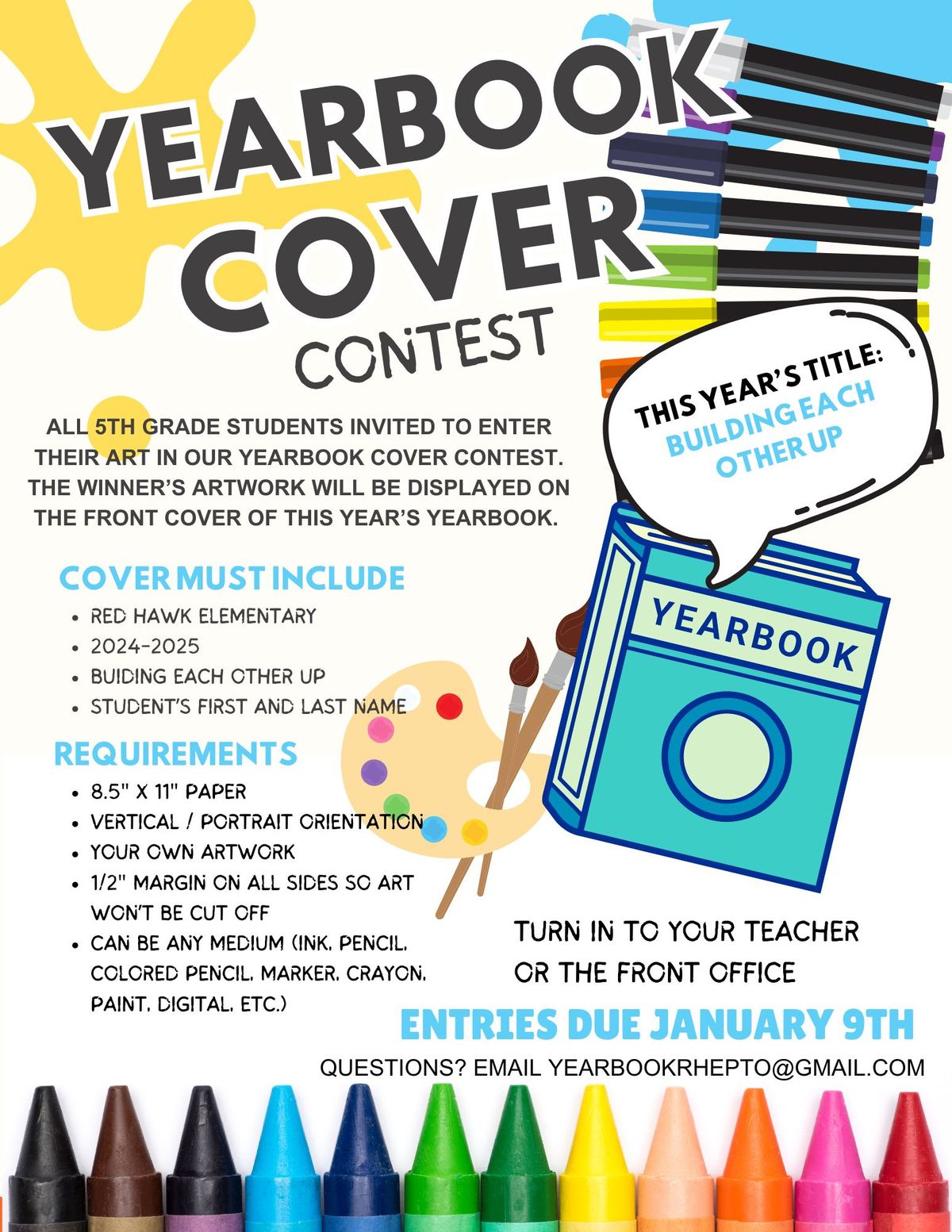 5th Grade Yearbook Cover Contest- Deadline- Jan. 9th