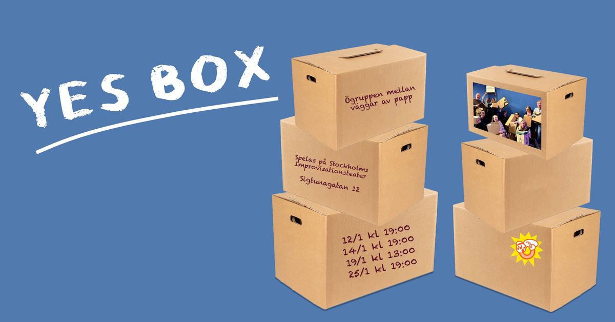 Yes box. \u00d6gruppen mellan v\u00e4ggar av papp.