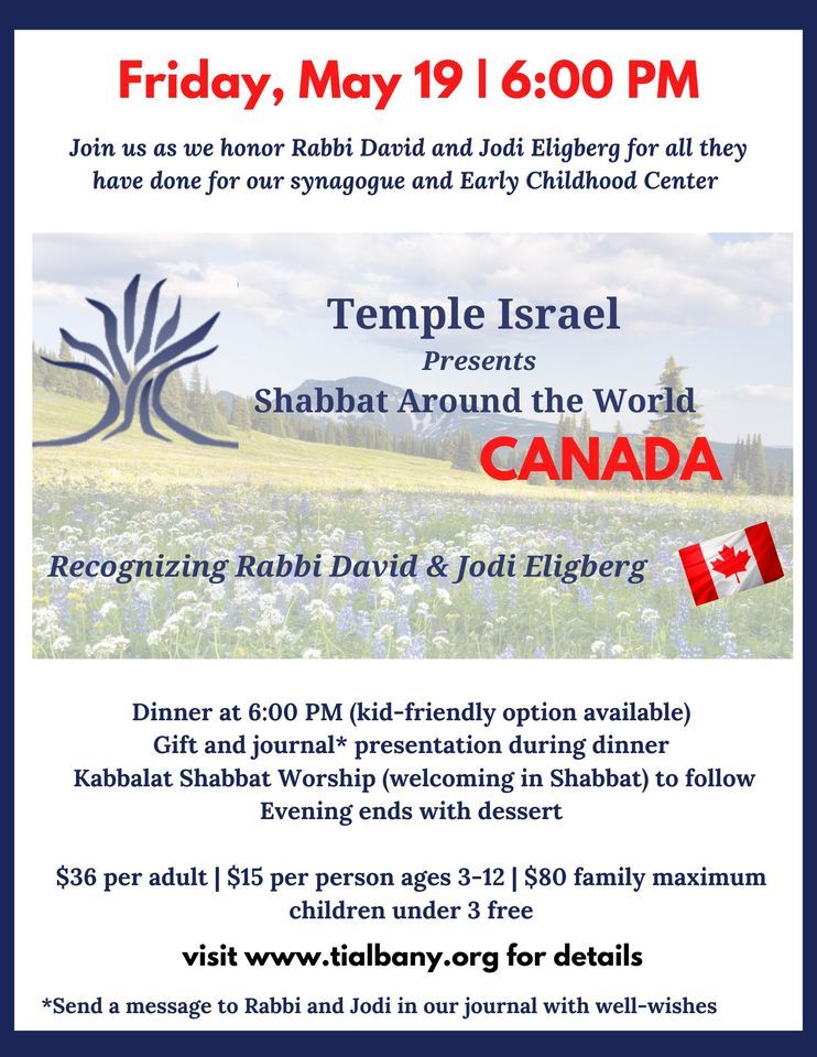 Shabbat Around the World Canada: Honoring Rabbi David and Jodi Eligberg