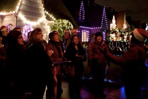 Xmas caroling, Hannukah, and Solstice celebration