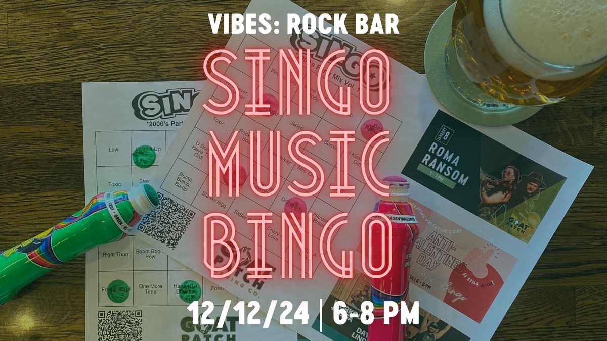 Singo Music Bingo - Vibes: Rock Bar