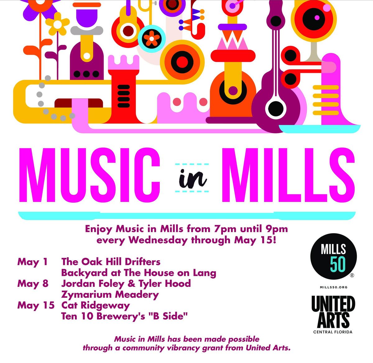 Music in Mills featuring Oak Hill Drifters!