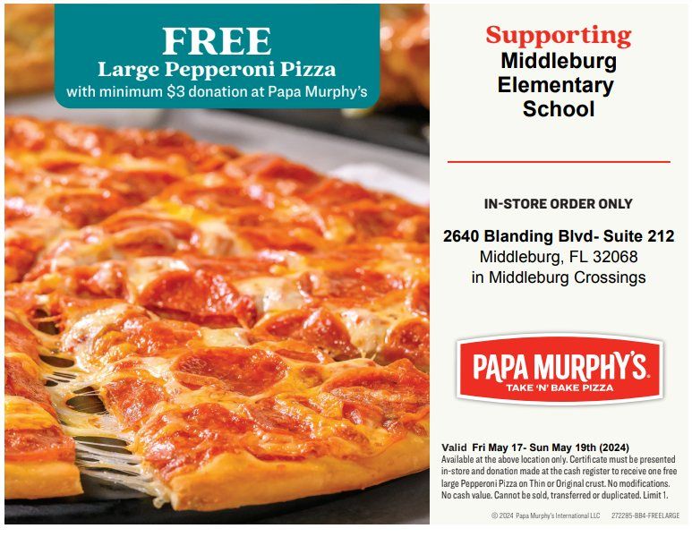 Middleburg Elementary Papa Murphy's Fundraiser