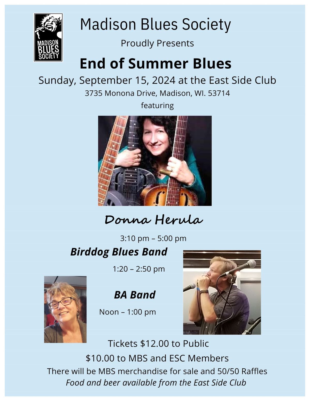 Madison Blues Society Presents, The End of Summer Blues Party