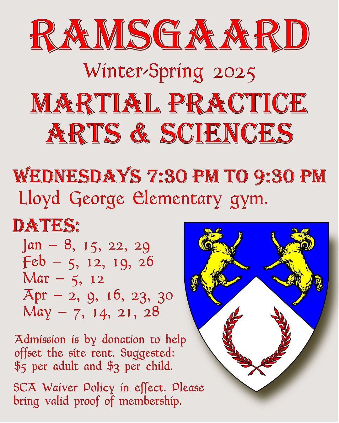 Ramsgaard Wednesday Night Practice and A&S | January - March 2025