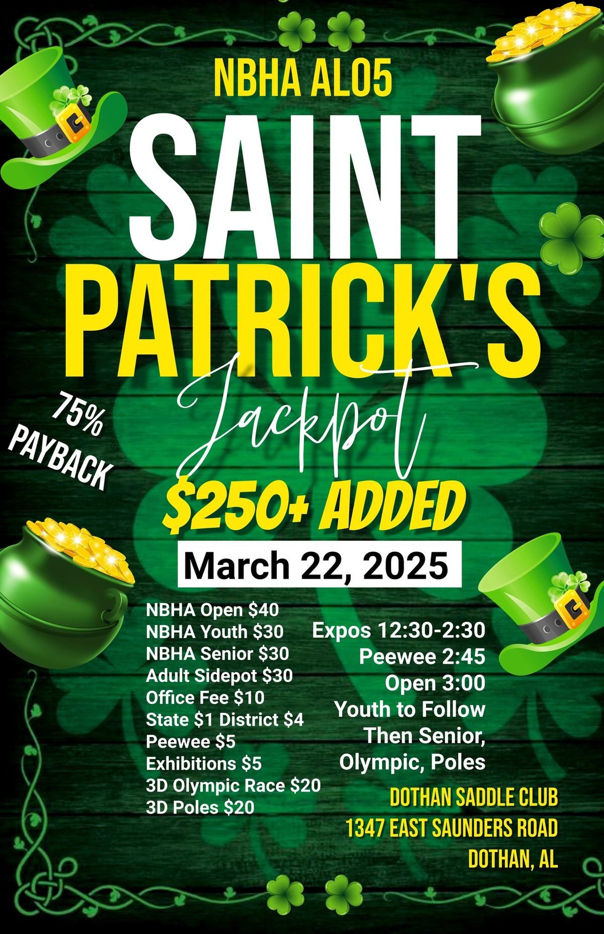 NBHA AL05 St. Patty Jackpot $250+ Added