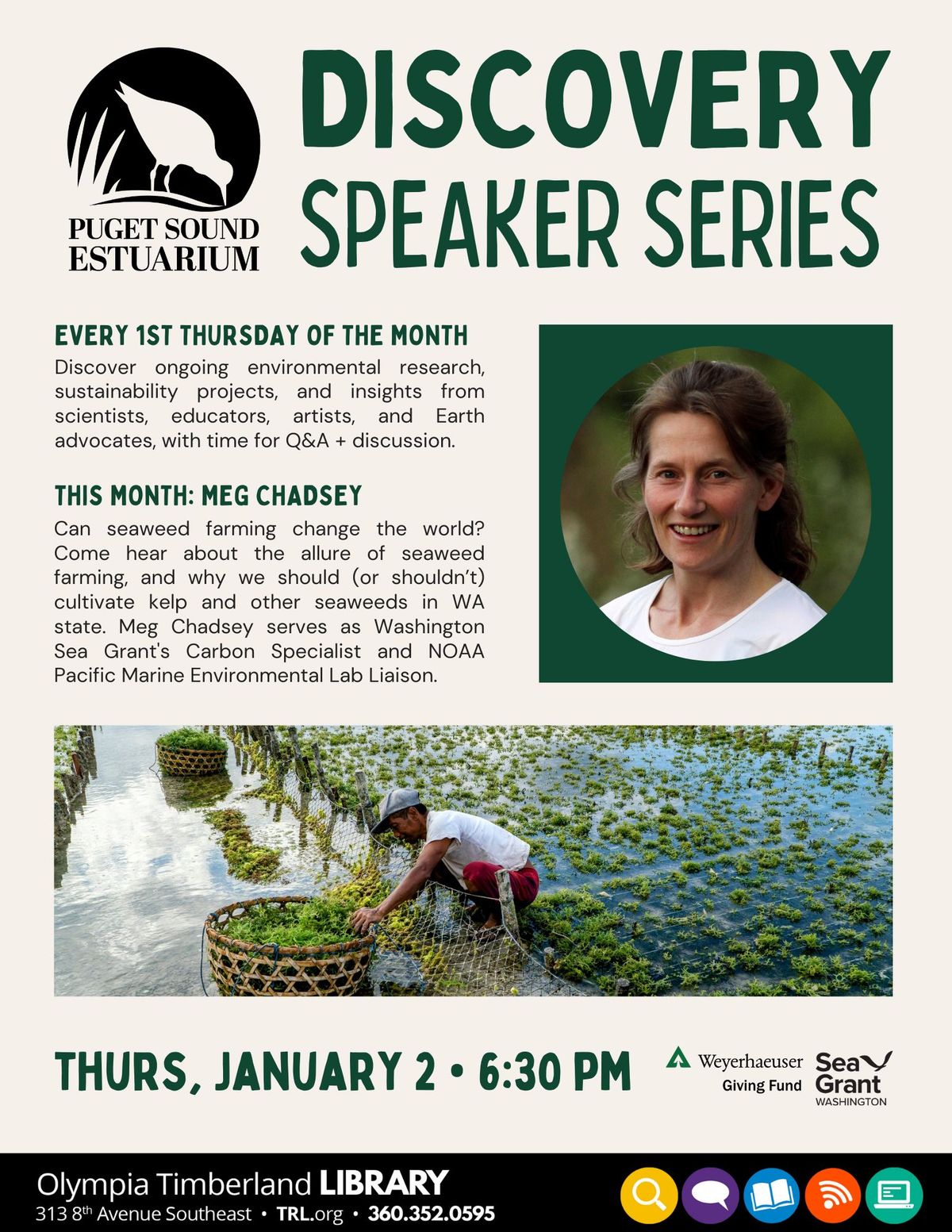 Discovery Speaker Series: Meg Chadsey on Seaweed Farming