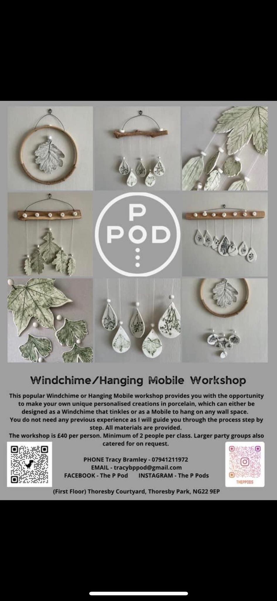 Porcelain windchime\/hanging mobile workshop