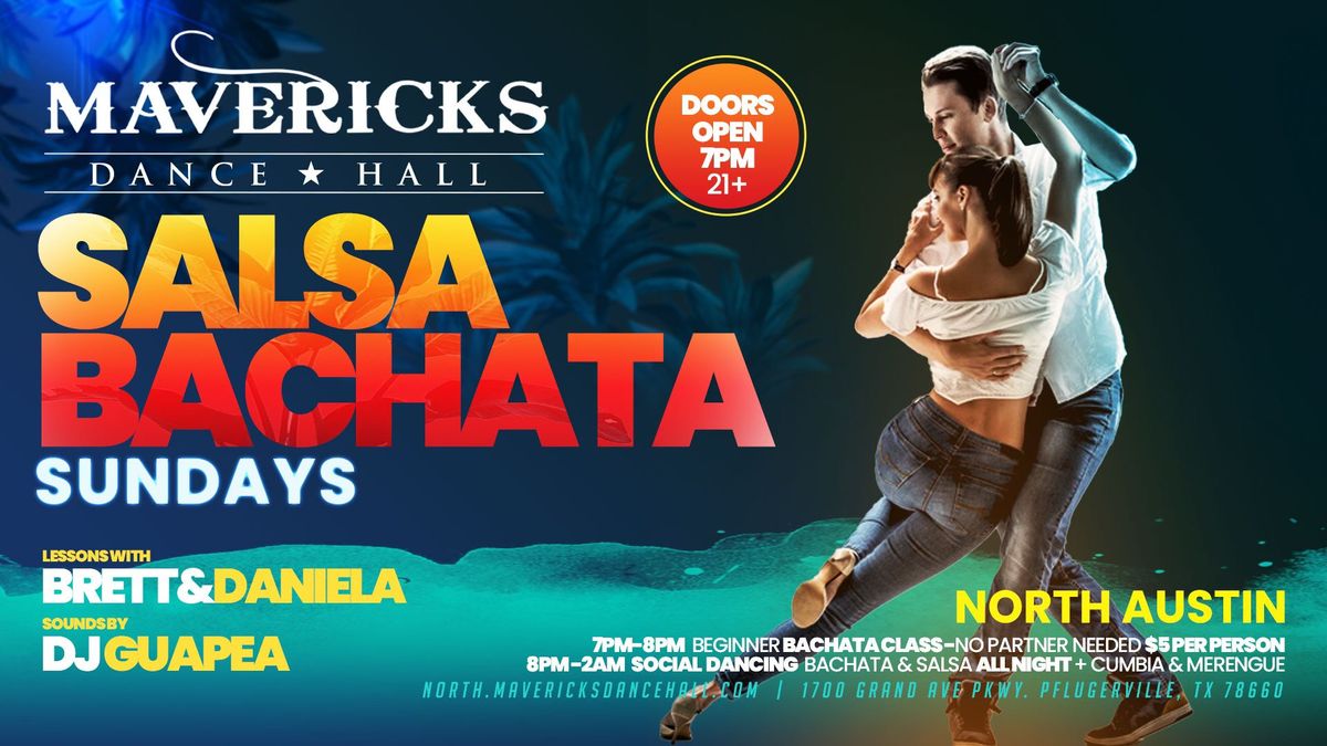 Salsa Bachata Sundays at Mavericks Dance Hall \ud83c\udfb6 1 HR Bachata Class 7PM