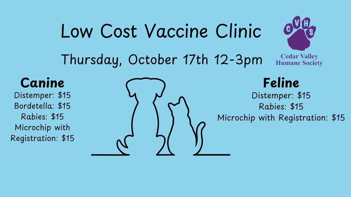 Dog and Cat Low-Cost Vaccine and Microchip Clinic (No registration needed)