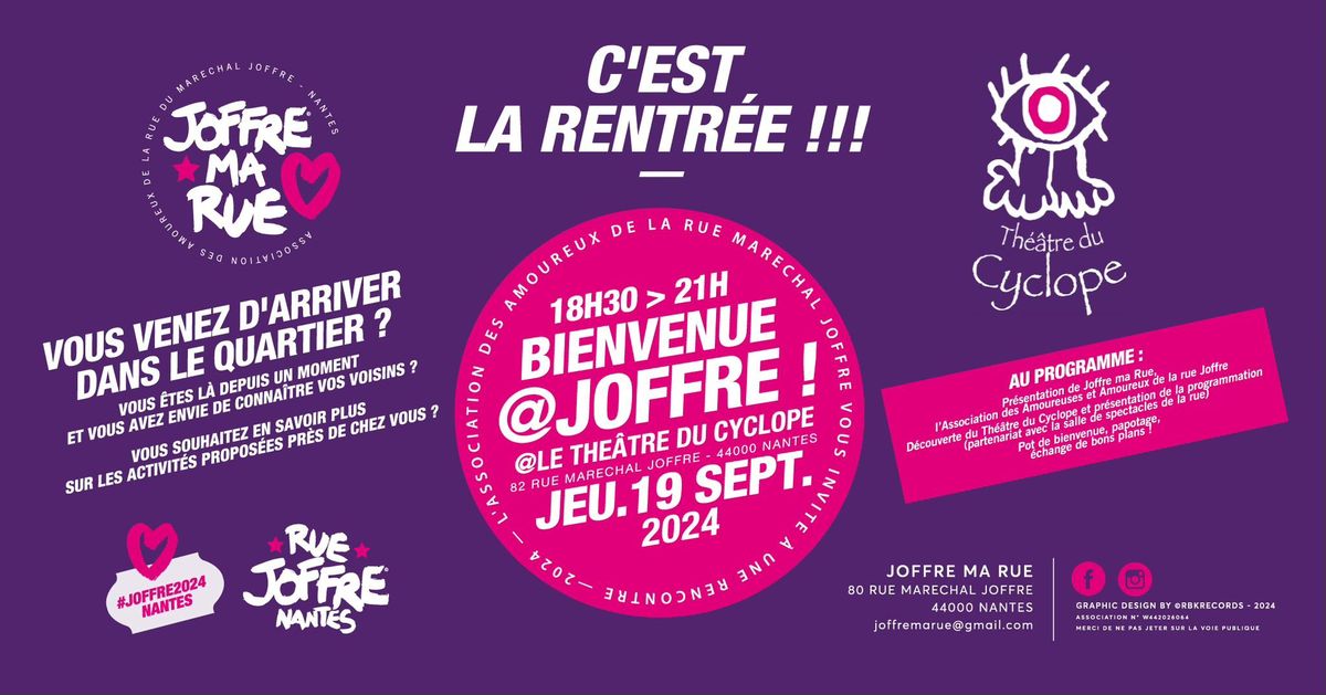 19 SEPT 2024 "BIENVENUE@JOFFRE" > THEATRE DU CYCLOPE