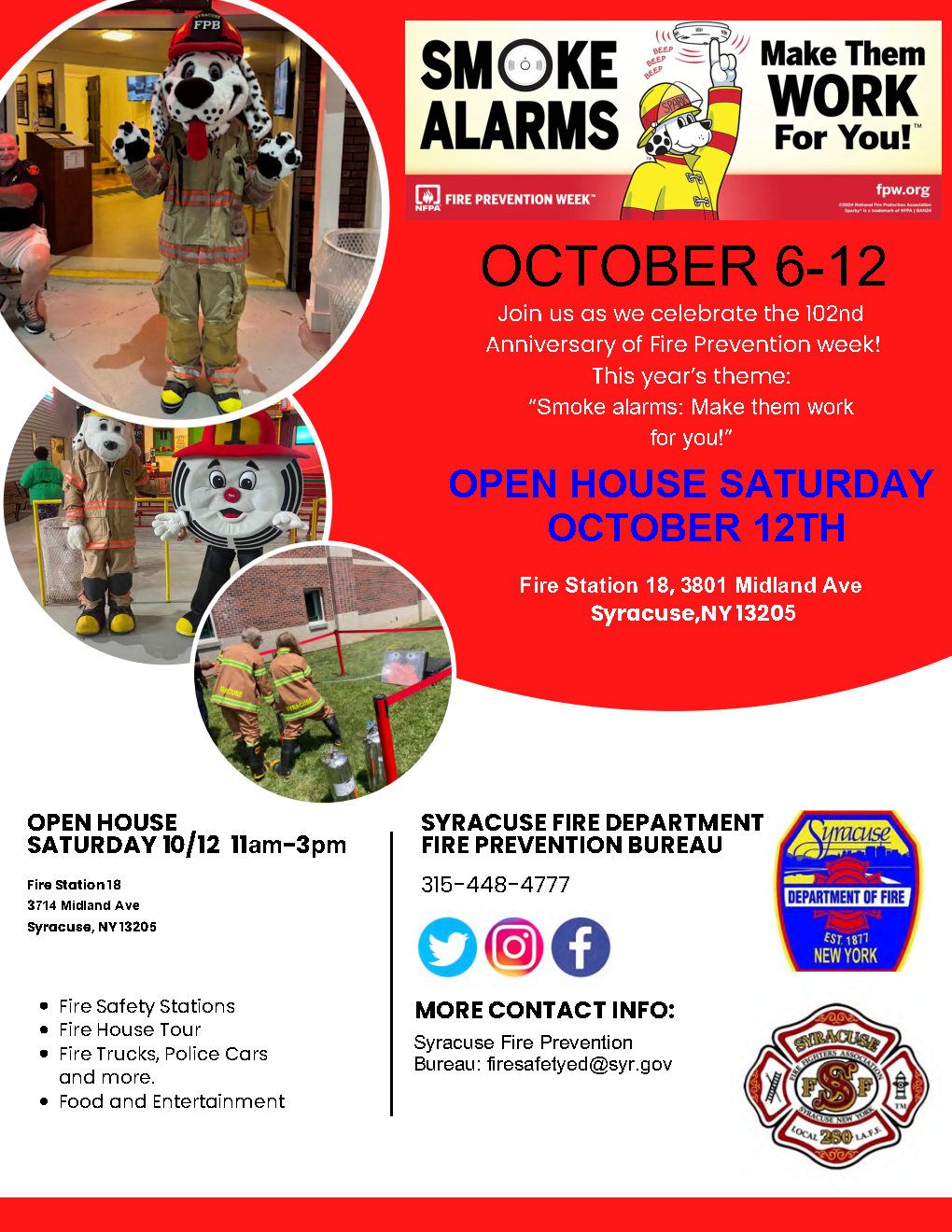 Fire Prevention Week 2024 Open House at Syracuse Fire Station 18