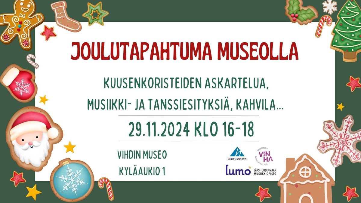 Joulutapahtuma Vihdin museolla pe 29.11. klo 16-18