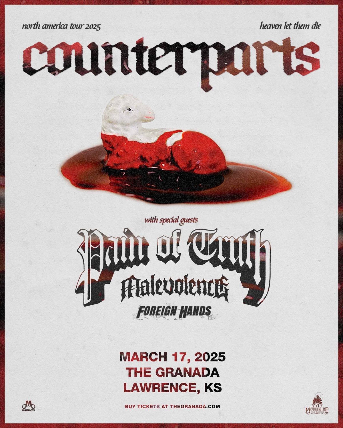 1313 Mockingbird Lane Presents: COUNTERPARTS: Heaven Let Them Die Tour at The Granada