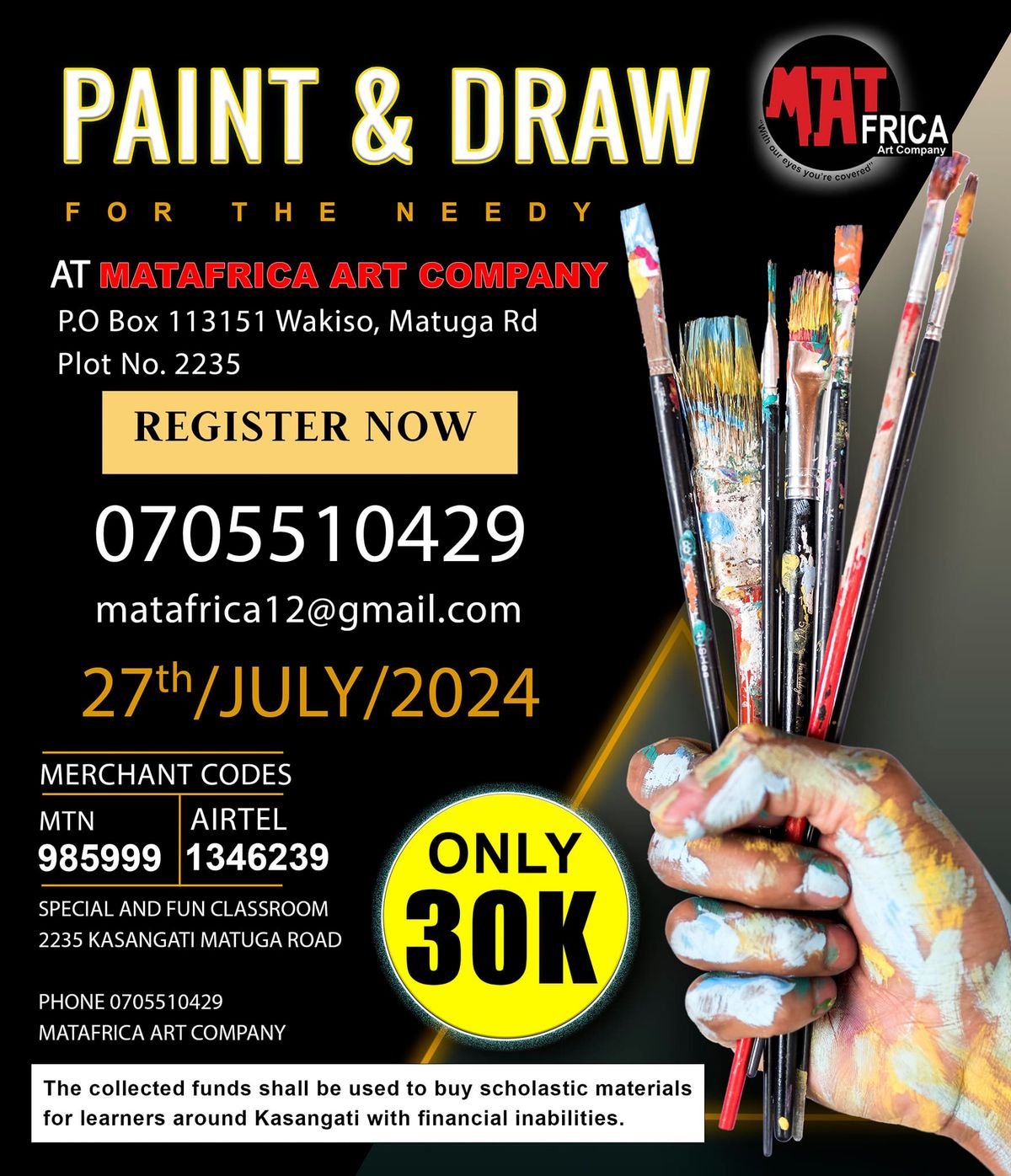 PAINT AND DRAW FOR THE NEEDY. Supporting Education for Children in Secondary Schools