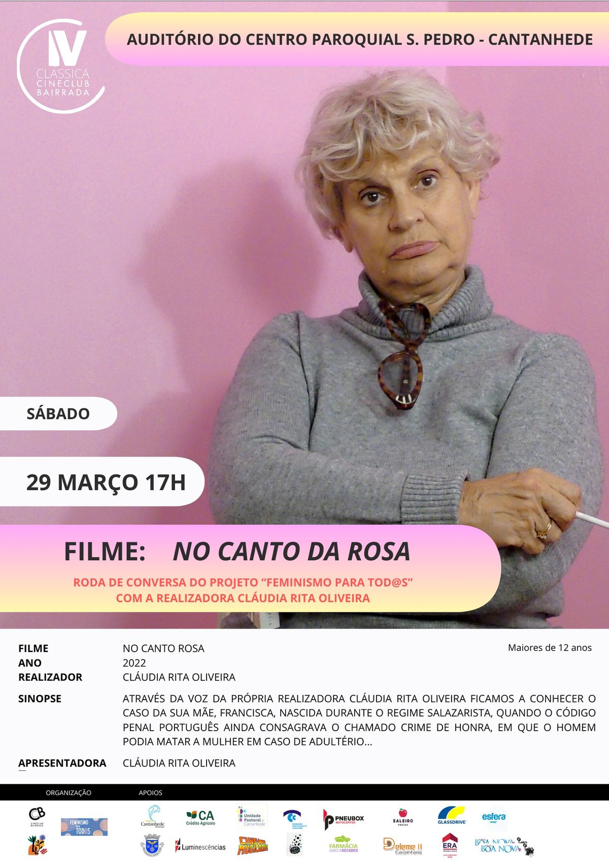 Cinema: "No Canto da Rosa" de Cl\u00e1udia Rita Oliveira - Roda de Conversa Feminismo para Tod@s