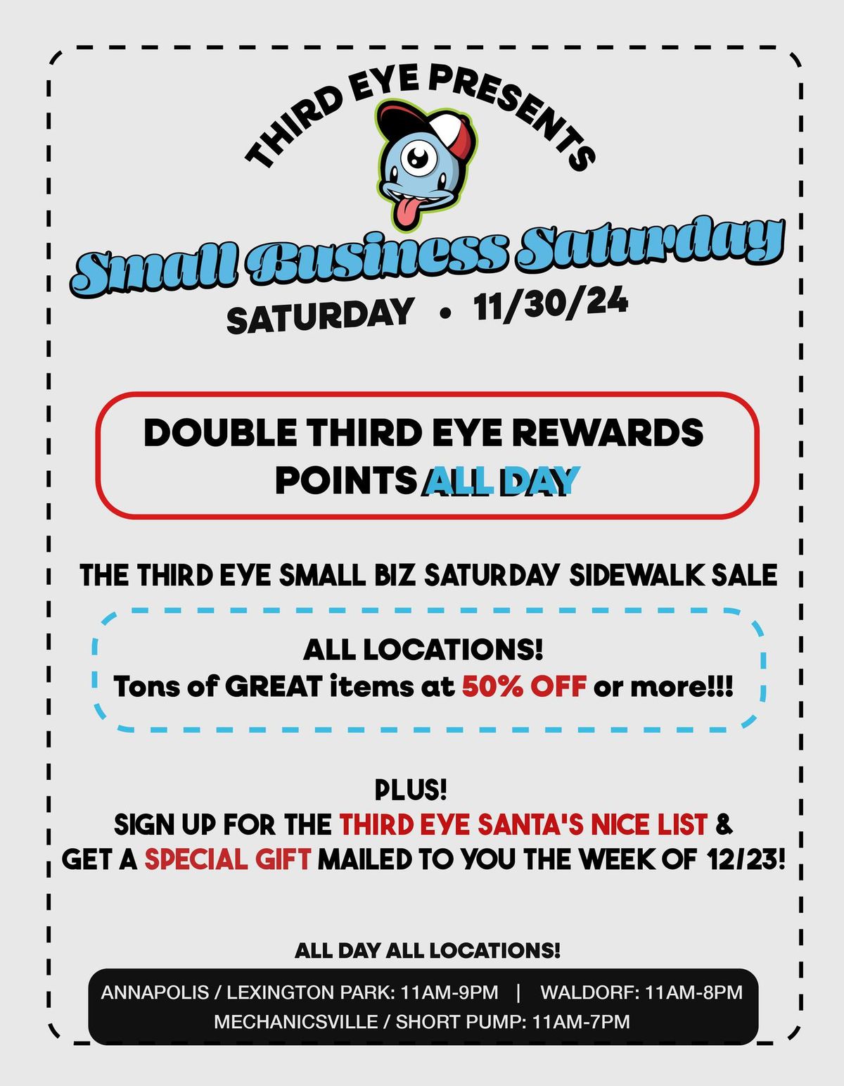 SAT 11\/30\/24: SMALL BUSINESS SATURDAY