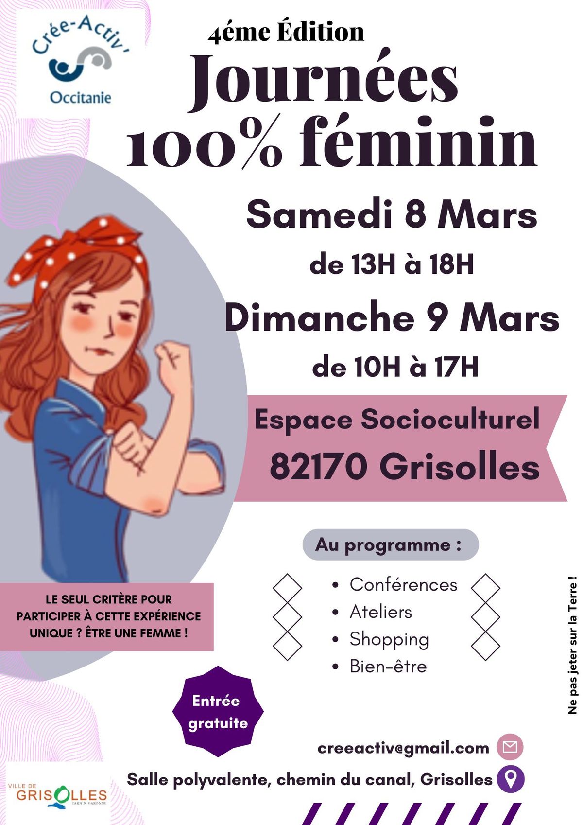 Journ\u00e9es 100% F\u00e9minin \u00e0 Grisolles \u2013 8 et 9 mars 2025 - COMPLET