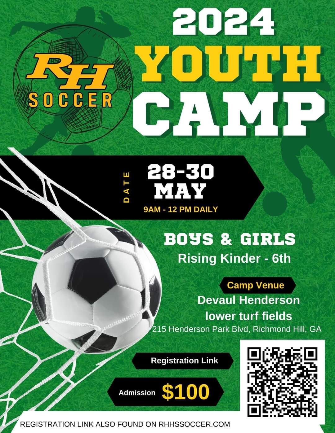 Soccer YOUTH CAMP - RHHS Soccer Teams - MAY 28-30