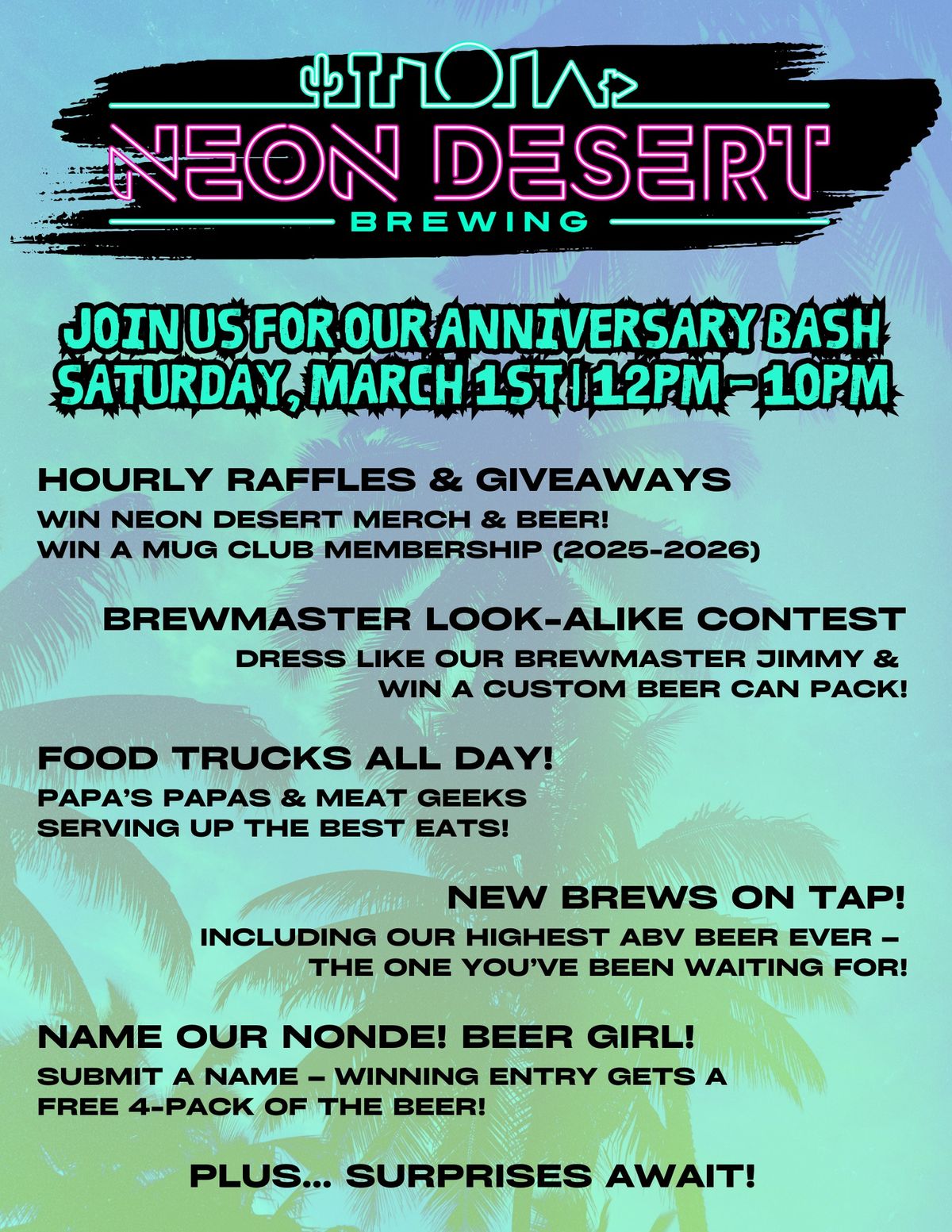 NEON DESERT BREWING ANNIVERSARY