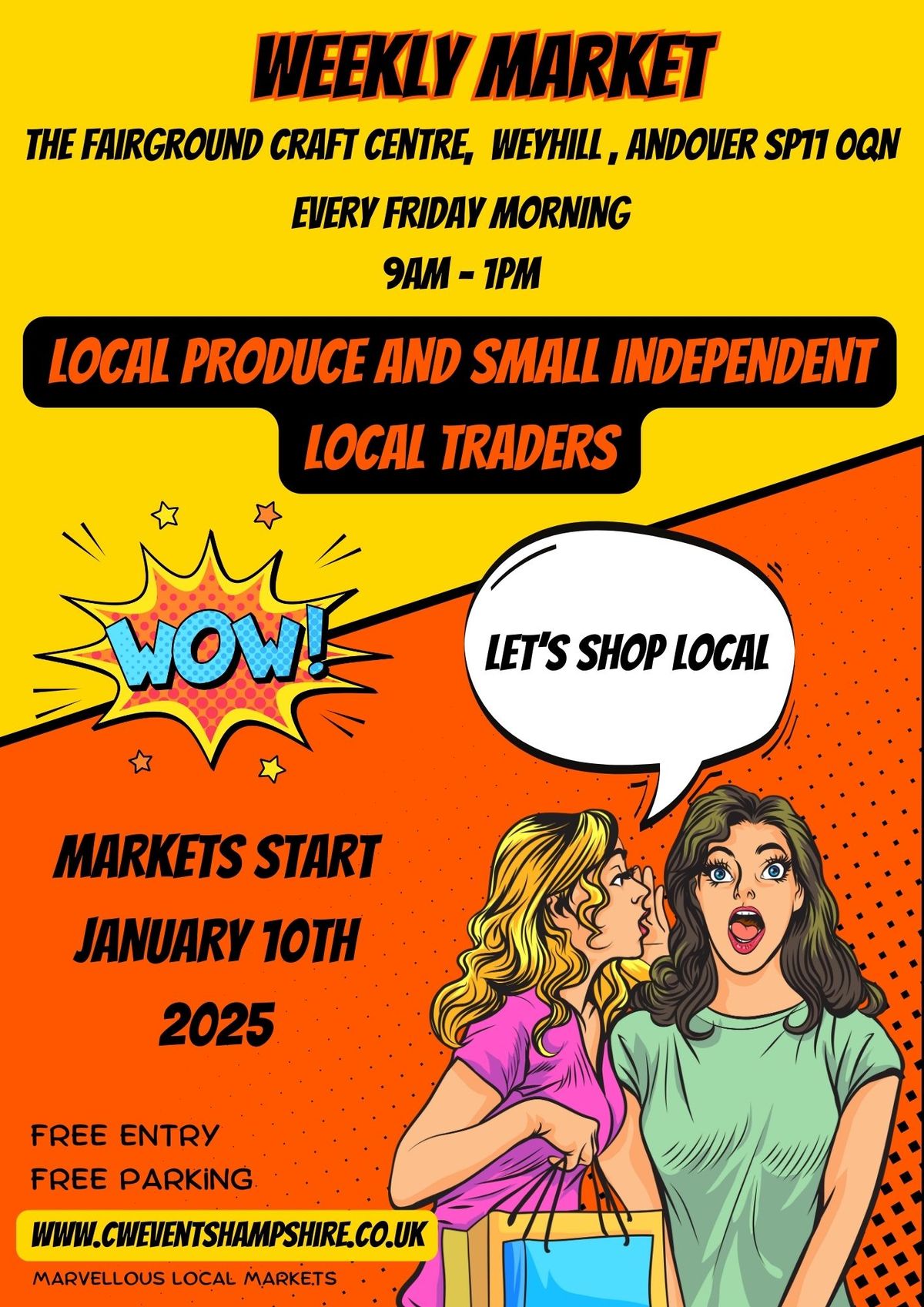 STARTS 10 JANUARY 2025 - REPEATS EVERY FRIDAY -Weekly Indoor Market The Fairground, Weyhill SP11 0QN