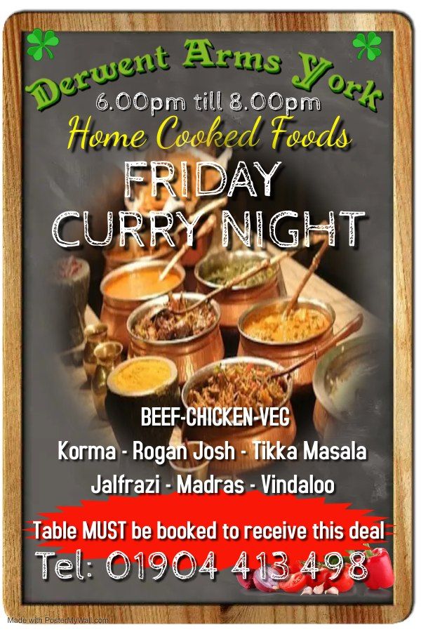 CURRY NIGHT @The Derwent Arms