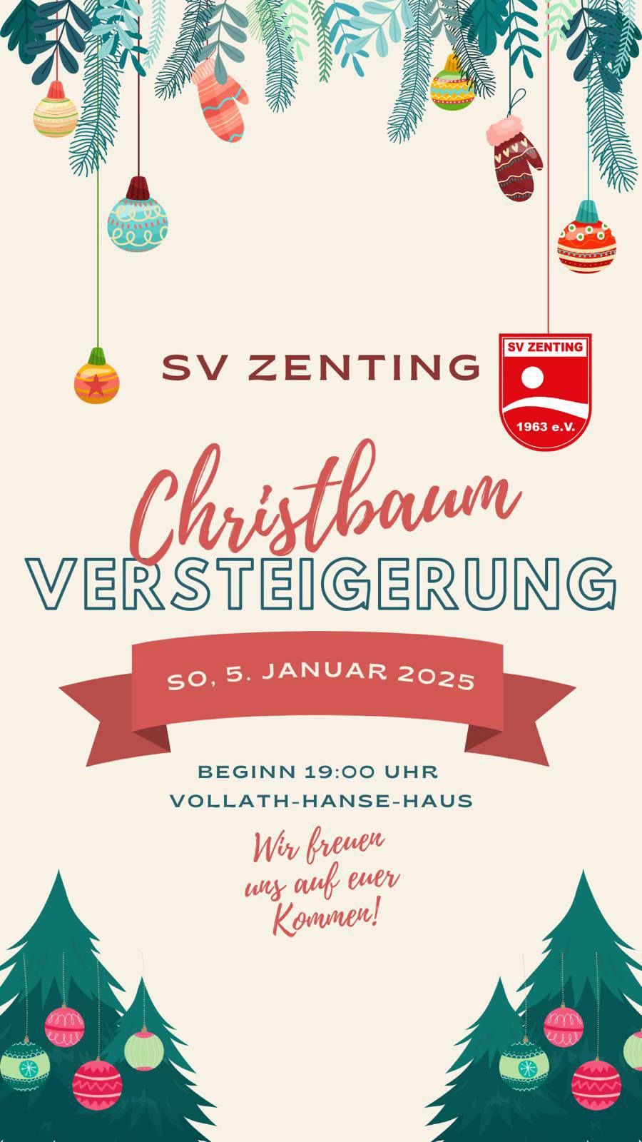 Traditionelle Christbaum-Versteigerung 2025 des SV Zenting