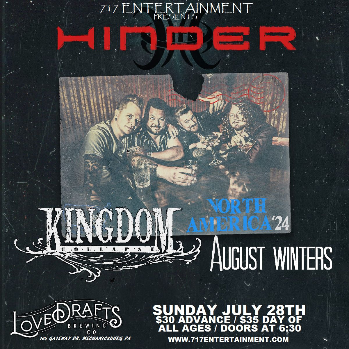 Hinder w\/ Kingdom Collapse & August Winters at Lovedrafts