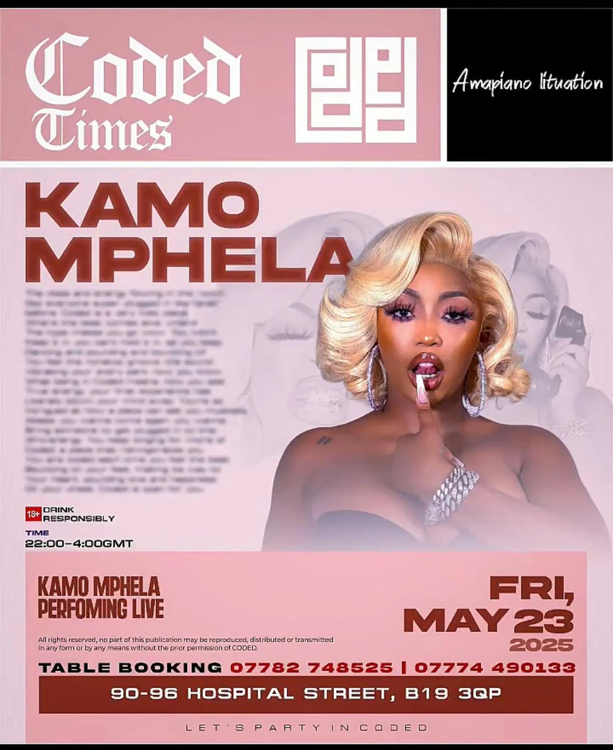 KAMO MPHELA PERFORMING LIVE 