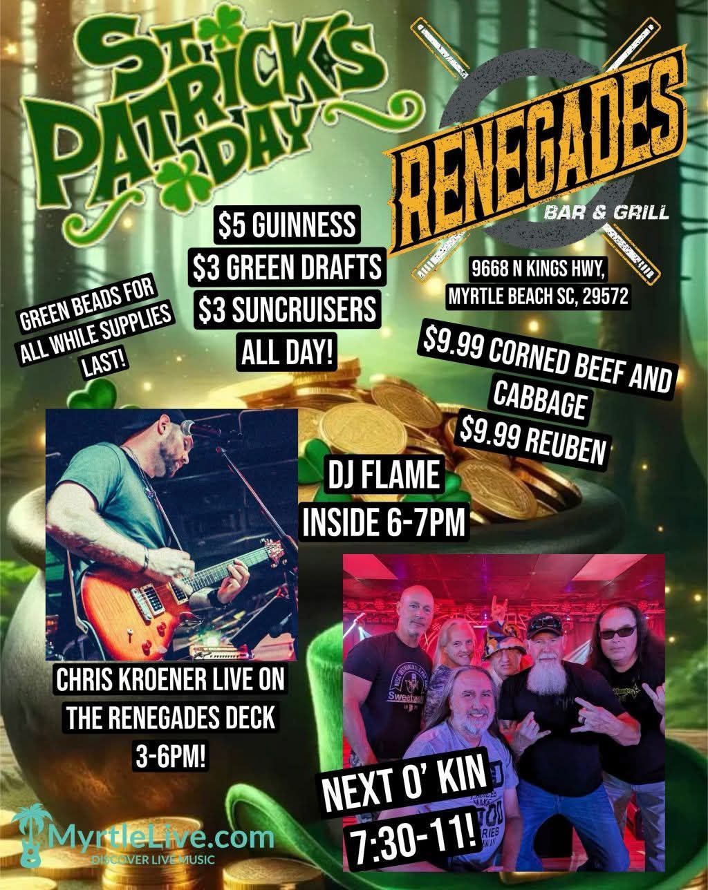 ST PATRICK'S DAY OUTDOOR AND INDOOR PARTY AT RENEGADES!!!