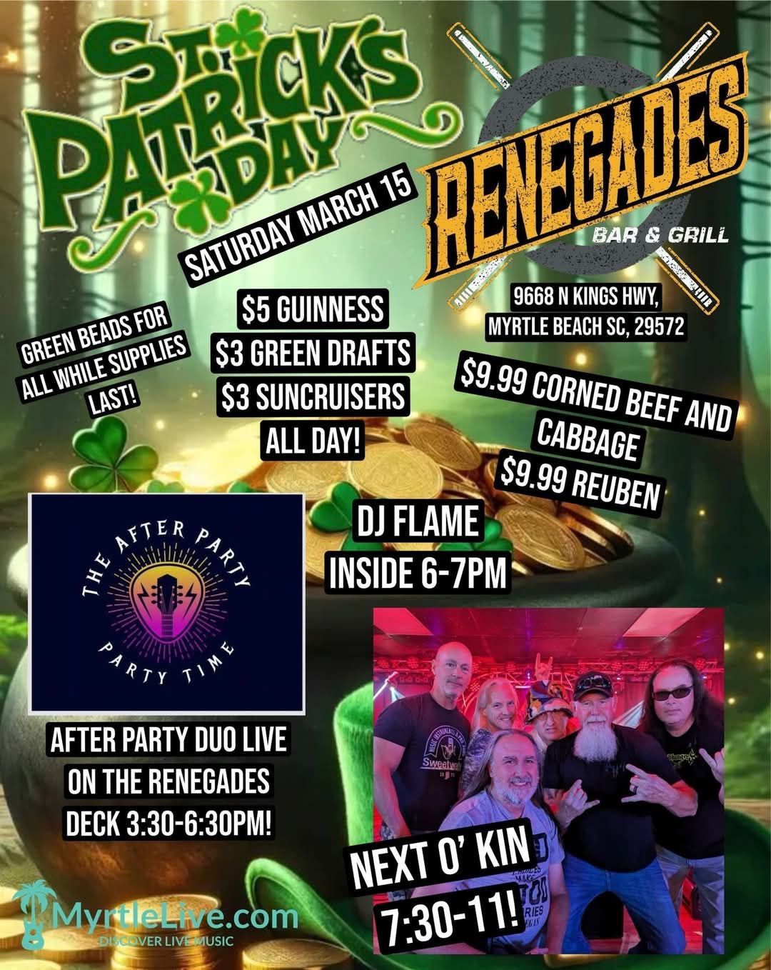 ST PATRICK'S DAY OUTDOOR AND INDOOR PARTY AT RENEGADES!!!