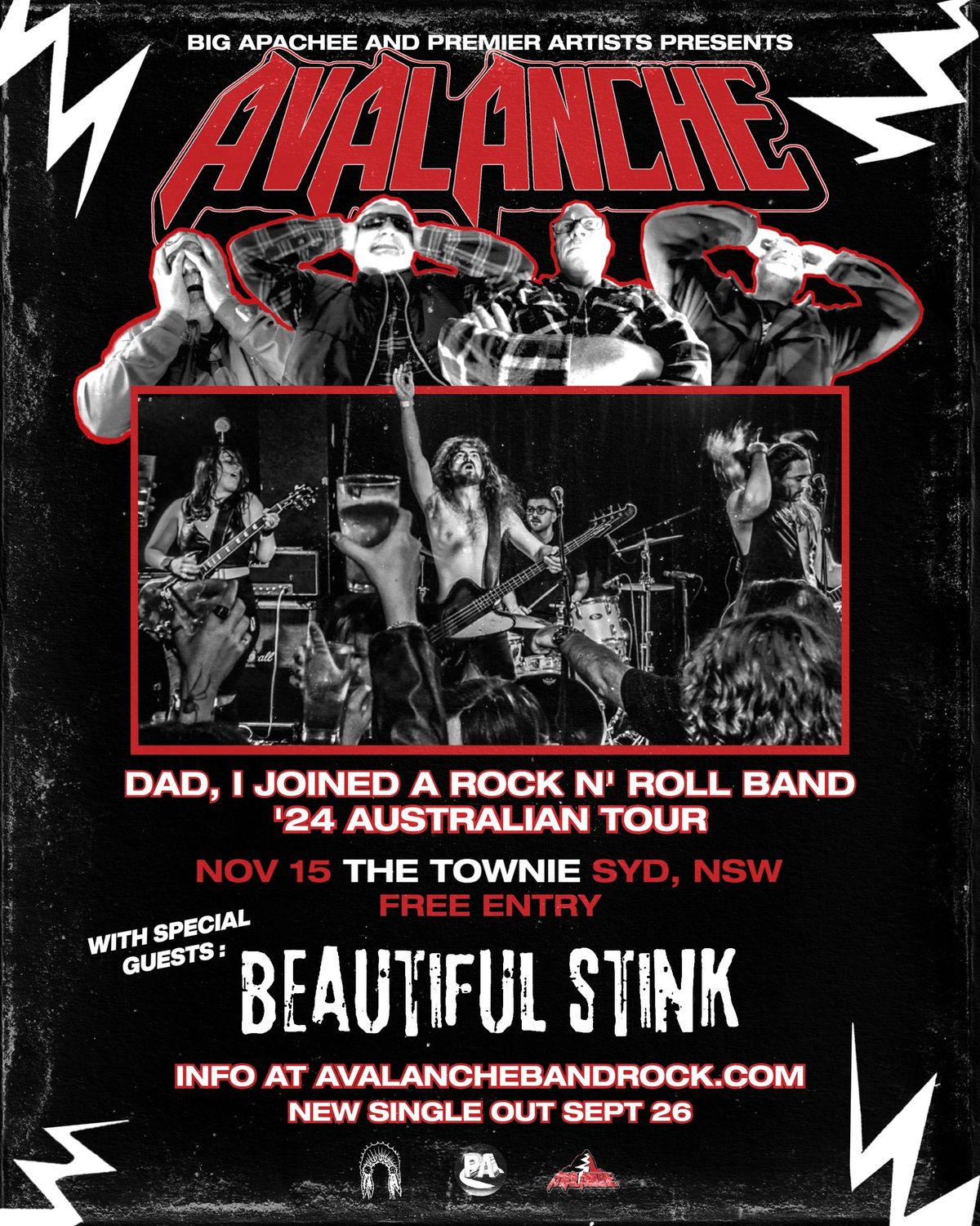 AVALANCHE 'Dad, I Joined A Rock N' Roll Band\u2019 Tour \/ The Townie, SYDNEY