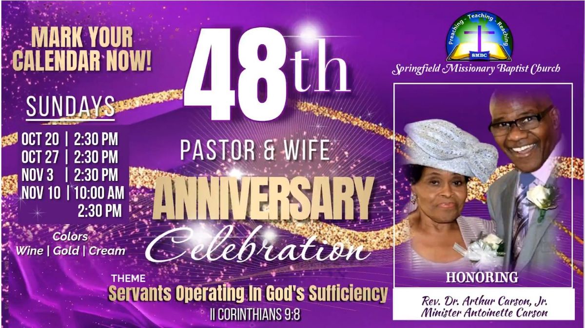 48th Pastor & Wife Anniversary Celebration