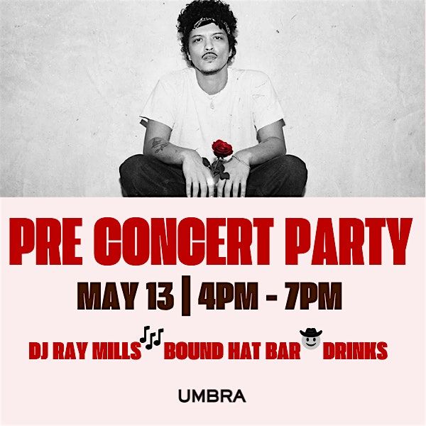 Bruno Mars Pre-Concert Party with DJ Ray and Bound Hat Bar