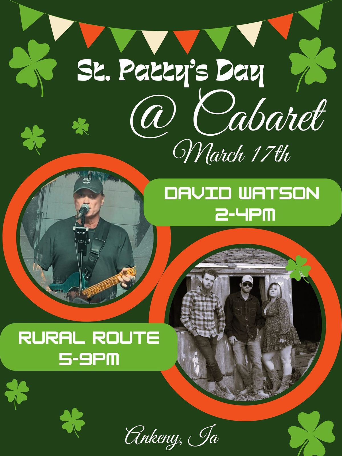 Rural Route and David Watson @ Cabaret, St Patty's Day!  Music 2-9pm