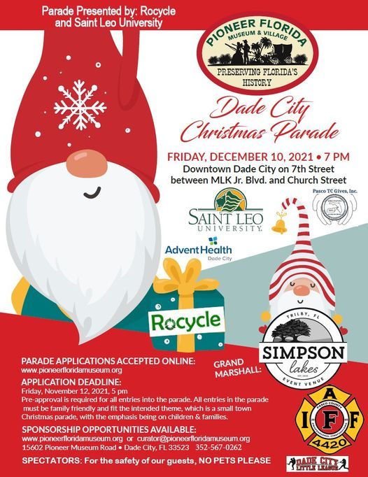 Christmas Stroll Dade City 2022 Dade City Christmas Parade Presented By Rocycle And Saint Leo University,  Downtown Dade City, 10 December 2021