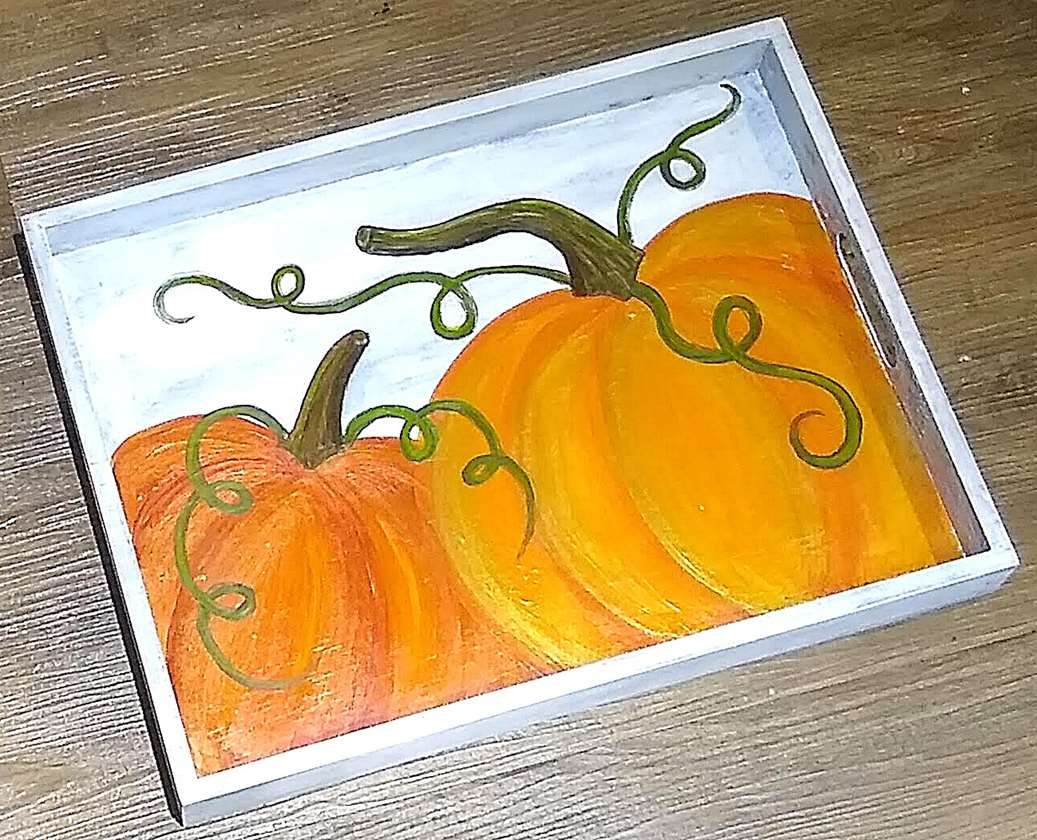 Fall Pumpkin Wood Tray