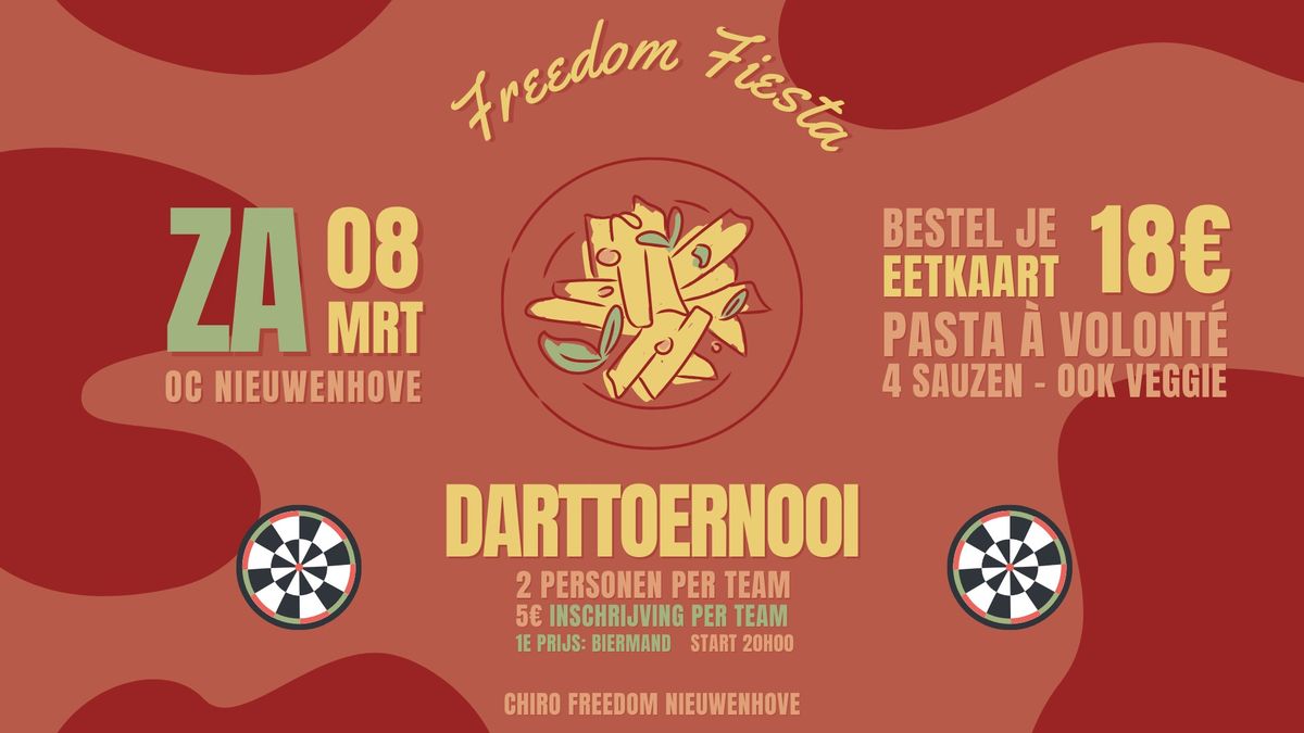 FREEDOM FIESTA: pastabar + darttoernooi + afterparty