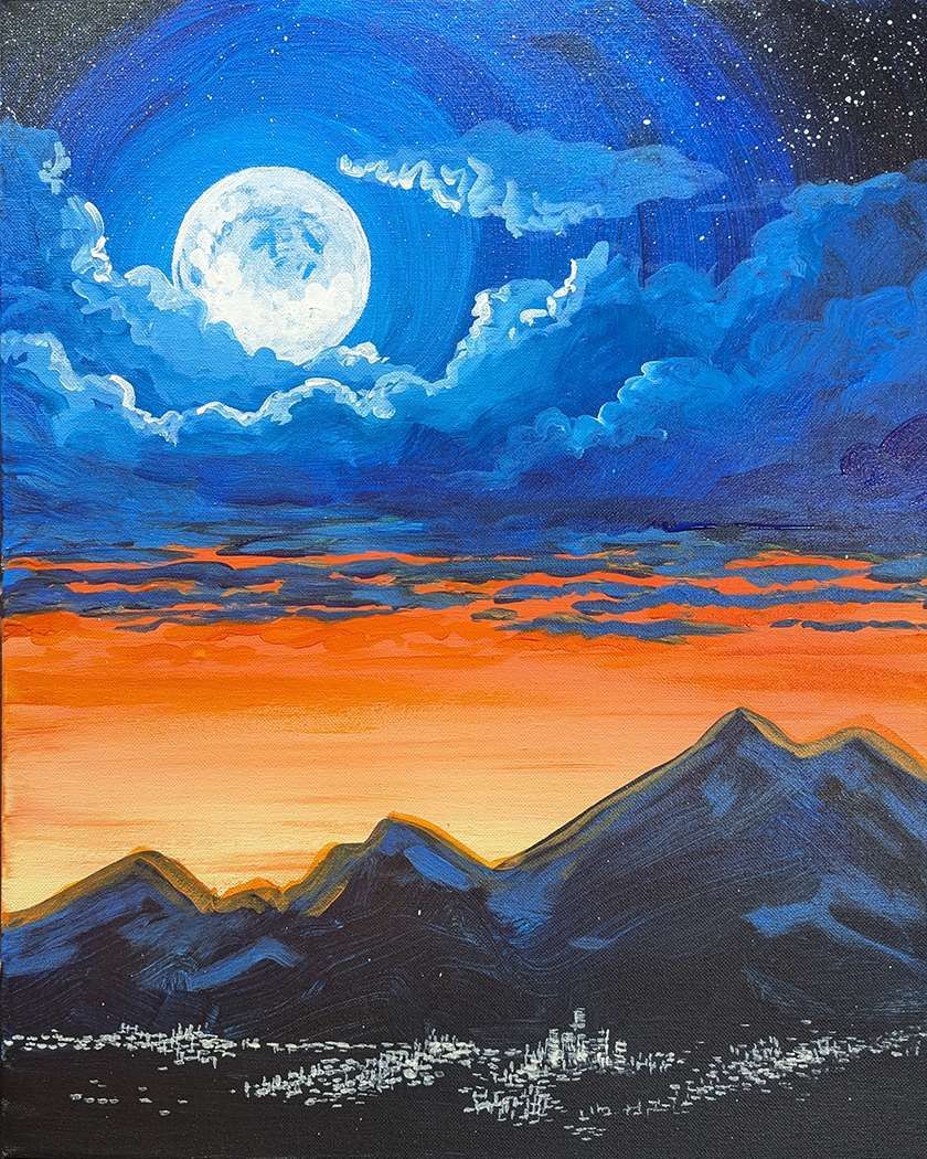 Moon Over the Mountains-Paint Party