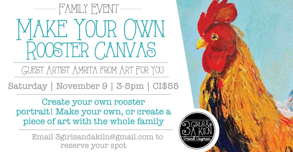 Make Your own Rooster Canvas | Guest Artist Amrita from Art For You | 3-5pm