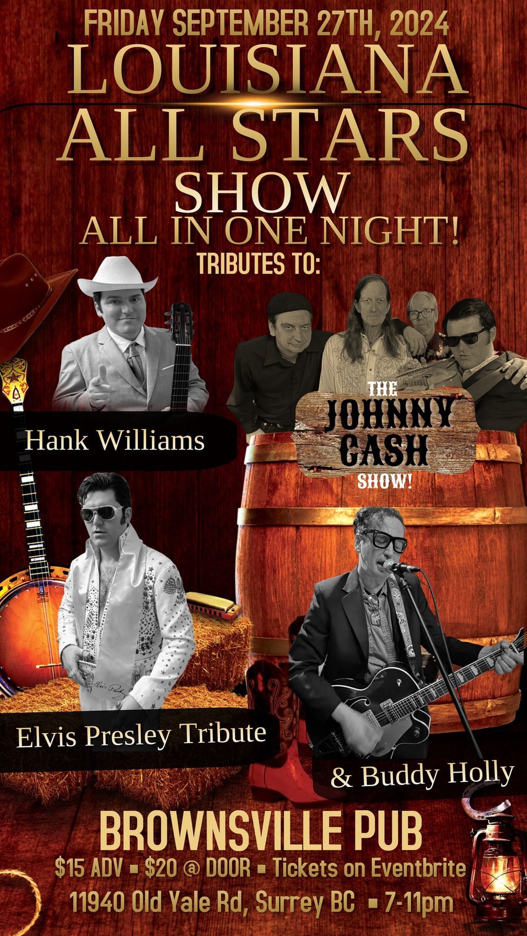 JOHNNY CASH, ELVIS, BUDDY HOLLY & HANK WILLIAMS TRIBUTES LIVE @ BROWNSVILLE PUB!