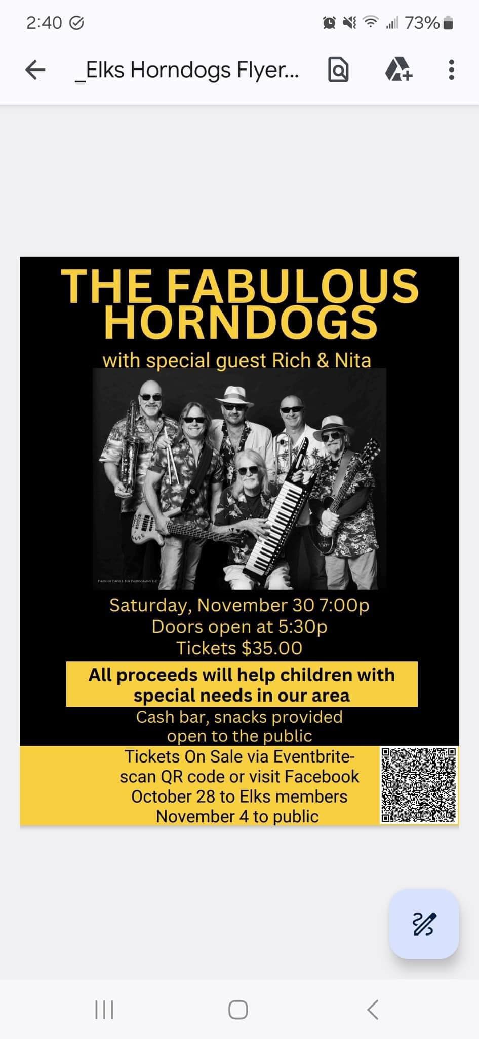 The Fabulous Horndogs live at The Elks Lodge