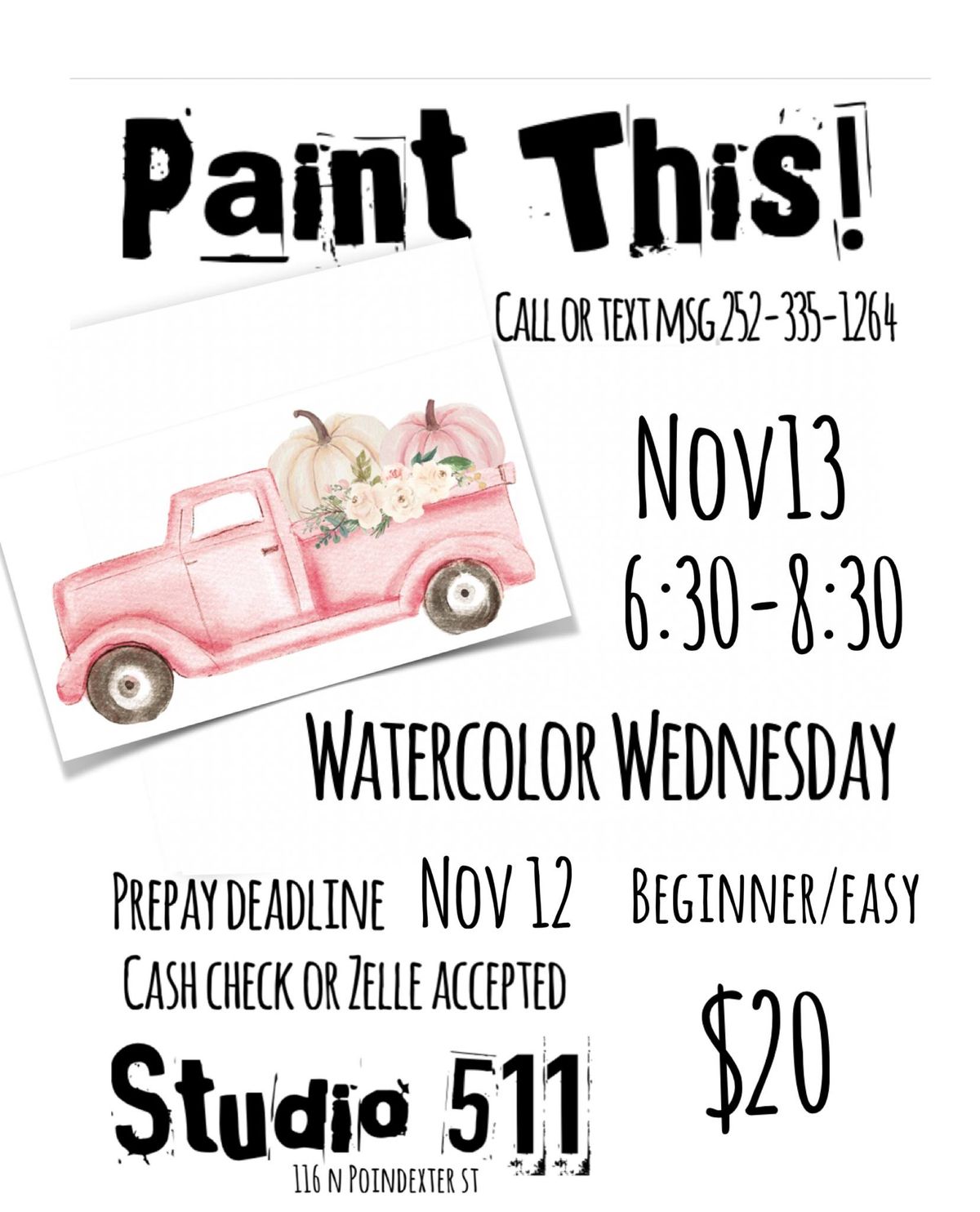 Beginner Watercolor Class $20