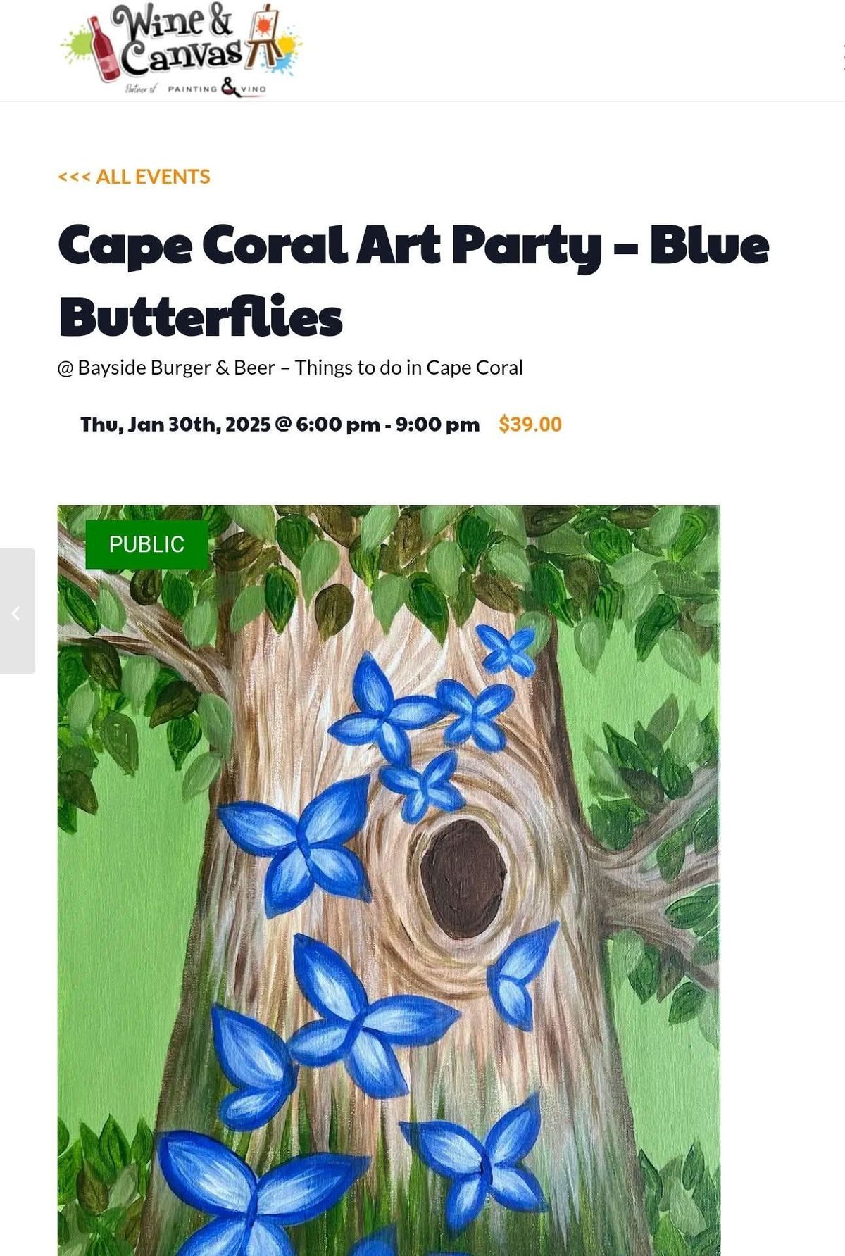 Cape Coral Art Party \u2013 Blue Butterflies