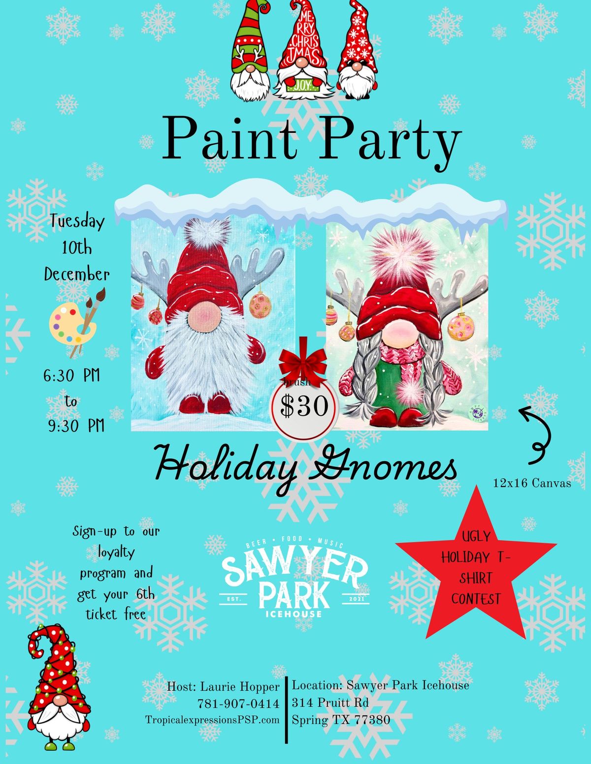 Holiday Gnome Paint Party At The  Sawyers Park Icehouse