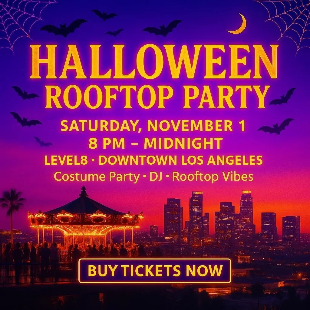 Halloween Rooftop Costume Party - International Crowd -Downtown LA