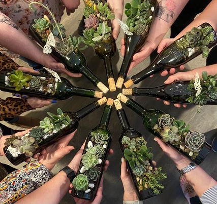 Wine Bottle Succulent Class