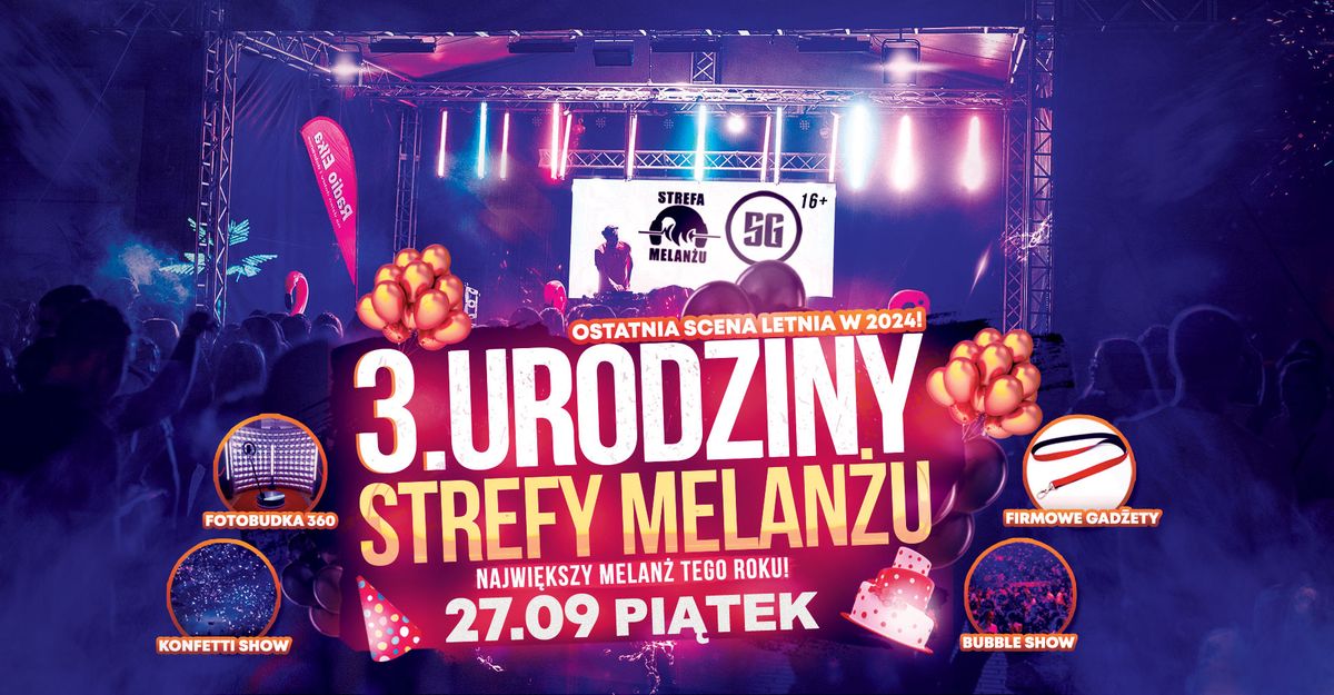 \ud83d\udca3 3. URODZINY STREFY MELAN\u017bU \ud83d\udca3 x Stara Gazownia x 16+