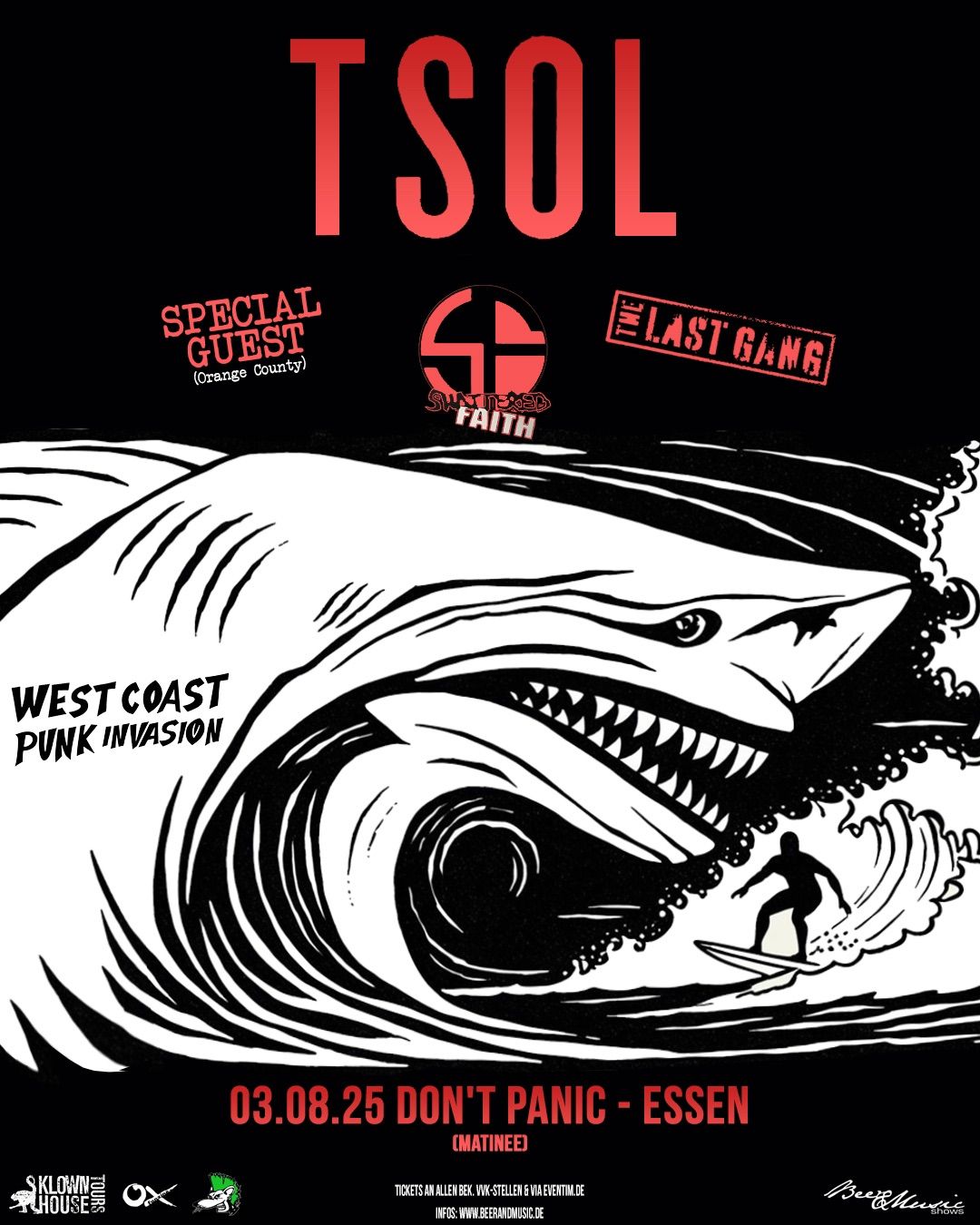 TSOL & Special Guest & SHATTERED FAITH & THE LAST GANG - Don't Panic Essen