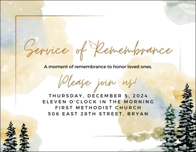 Service of Remembrance- Bryan, Tx